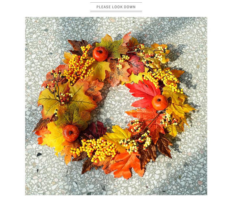 Autumn Harvest Sunflower & Maple Leaf Wreath for Thanksgiving Doorway Decoration