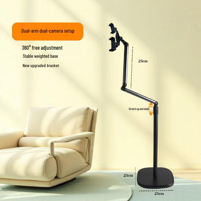 Dual Position Magnetic Phone Holder for Floor-Standing Live Streaming & Multi-functional Top-Down Shooting