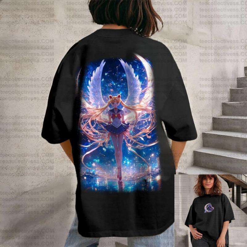 Sailor Moon 2026 New Hot Anime Harajuku Summer T-shirt Women's 2025 New Oversized Retro Street Casual Loose Men's Unisex Tops