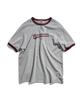 MINIMALPROJECT Washed Drawing Ringer Short Sleeve T-Shirt Mst185 [Gray/Wine]