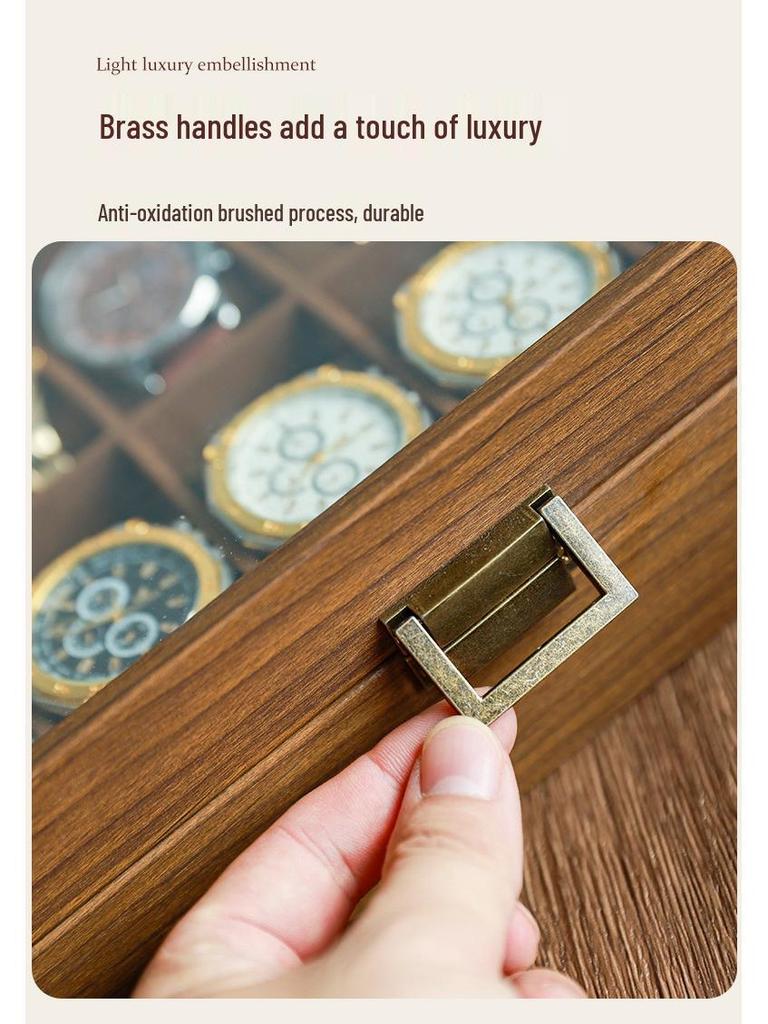 Walnut Grain Flip-Top Watch Box with Glass Display