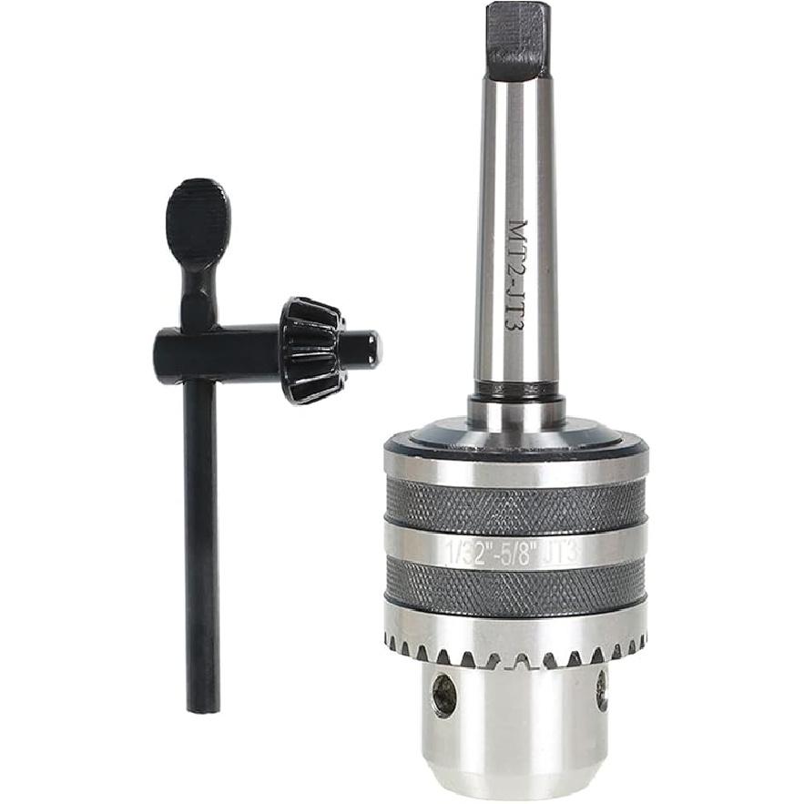 findmall 5/64 Inch - 1/2 Inch Mini Metal Lathe Tail Stock Drill Chuck Tool With MT2 Arbor Fit for CNC Lathe Milling Drill Machine