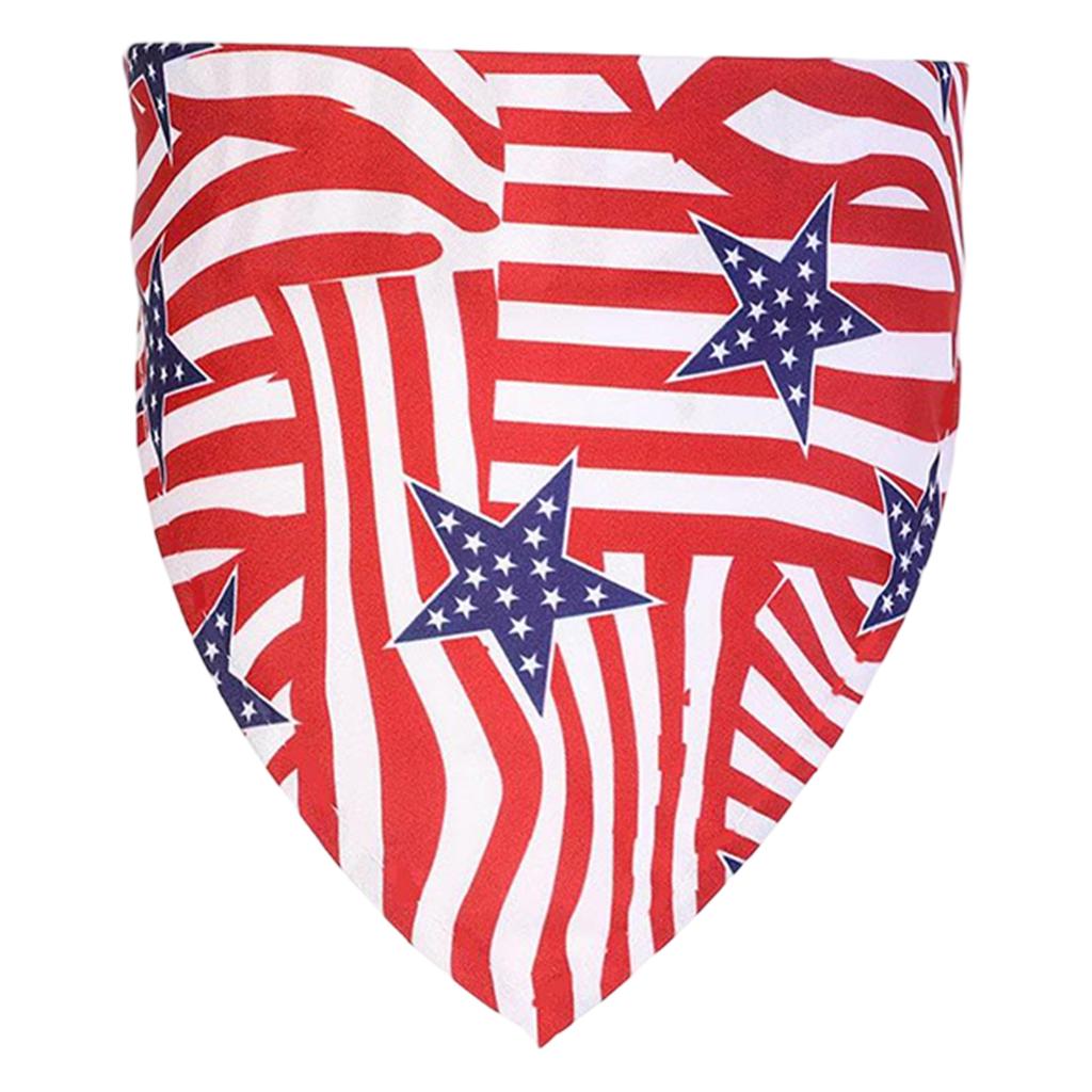 Patriotic Pet Bandana Soft Breathable Triangle Scarf for Dogs and Cats with Flag Print for Holiday Occasions and Daily Wear