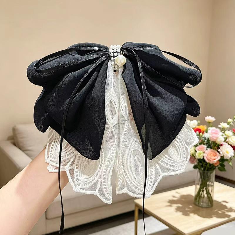 Grampo de Cabelo Floral de Chiffon Feito à Mão para Rabo de Cavalo com Cabelo Volumoso