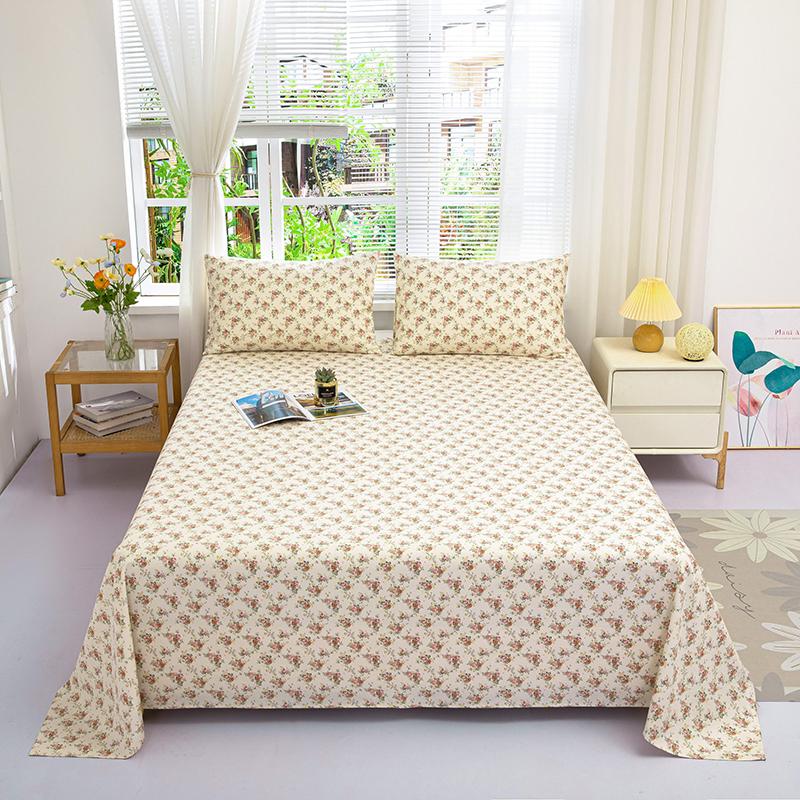 Cotton Thickened Bed Sheet 1pc Plant Flowers Printed Single Double Top King Sheets Pure Cotton Single Size Kids Bed Linen