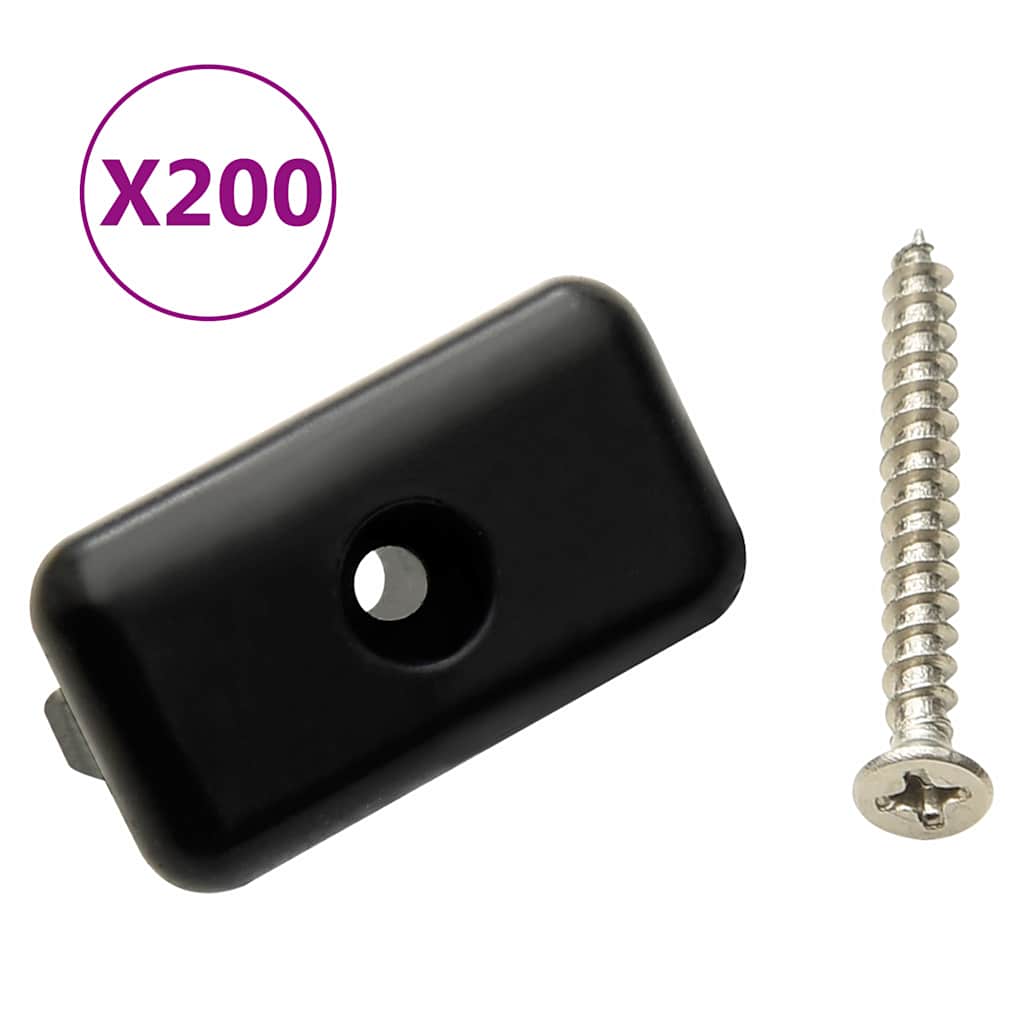 vidaXL Terrassenclips mit Schrauben 200 Stk. Kunststoff Edelstahl 304 schwarz
