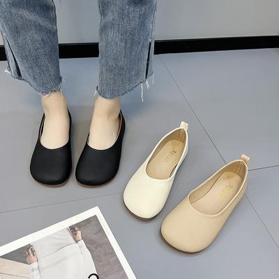 Dámské Slip-on Kožené mokasíny Jaro Podzim Móda Baletní Boty Dámské Ležérní Kulaté špičky Roztomilé Ploché Nurse Boty Tenisky