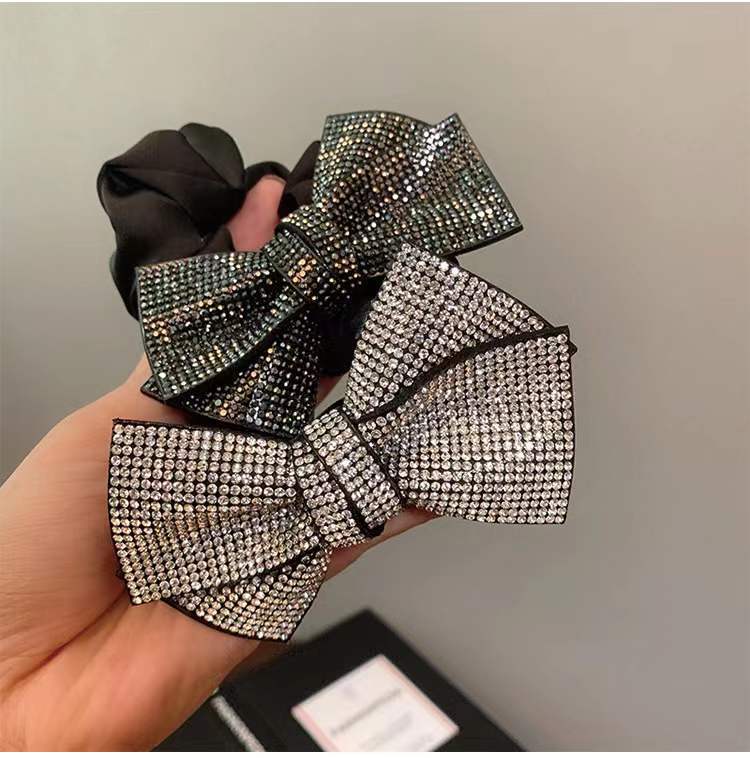 Diamond Bow Hair Ring Japanese Wavy Hair Tie Shiny Head Flower Tie Hair Rubber Band Korean Girl Women Head Rope