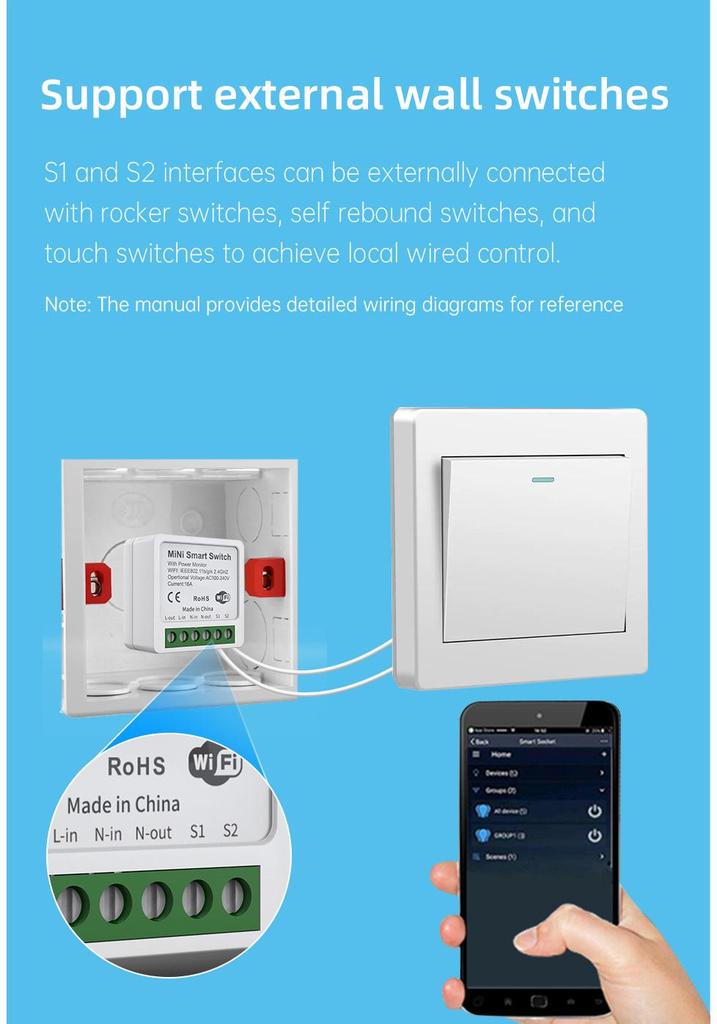 Graffiti Smart WiFi Switch with Alexa Voice Control, Double Control, Junction Box, Circuit Breaker, and Metering