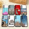 Milan city Phone Case For Samsung  A73,72,71,A52,51,40,41,A22,A32,31,A13, Soft Black Shell
