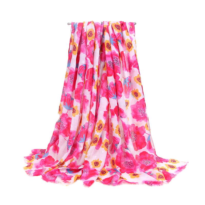 Lady Fashion Printed Satin Scarf Female Beach Loose Colorful Shawls Outdoor Travel Sun Protection Long Silk Scarf