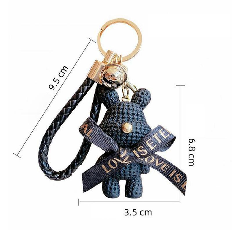 Cute Resin Keychain Charm Bow Bear Pendant For Women Bag Car Keyring Mobile Phone Fine Jewelry Accessories Kids Girl Gift