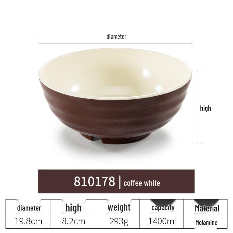 Net Celebrity Melamine Ramen Bowl: Two-Tone Creative Design, Large, Ideal for Mala Tang and Rice Noodles