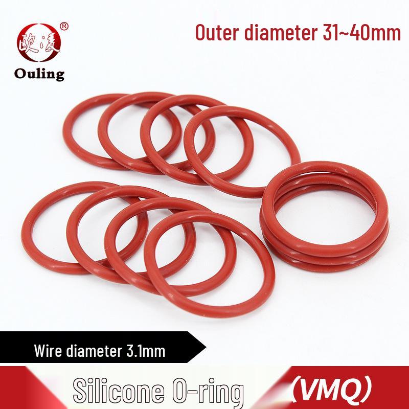 Waterproof Red Silicone O-ring Seal, Outer Diameter 31-40mm, Wire Diameter 3.1mm 31*3.1mm (5pcs) Red Silicone O-ring