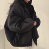 Yousheng Lady Winter Coat Thick Fleece Lining Loose Hooded Long Sleeves Solid Color Double-sided Wear Zipper Closure Work Dating Travel Jacket