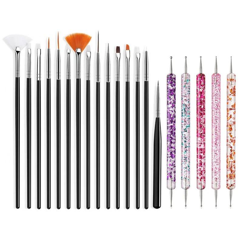 5/20 ks štětce na zdobení nehtů Tip na design Malování Kresba Kresba Tečkovací pero FlatFan Liner Akrylový gel UV lak Manikúra Nástroje