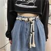 Beads Rope Waistband Tie Up Pack Thread Waist Belt Fashion Coarse Rope Belt  Streetwear