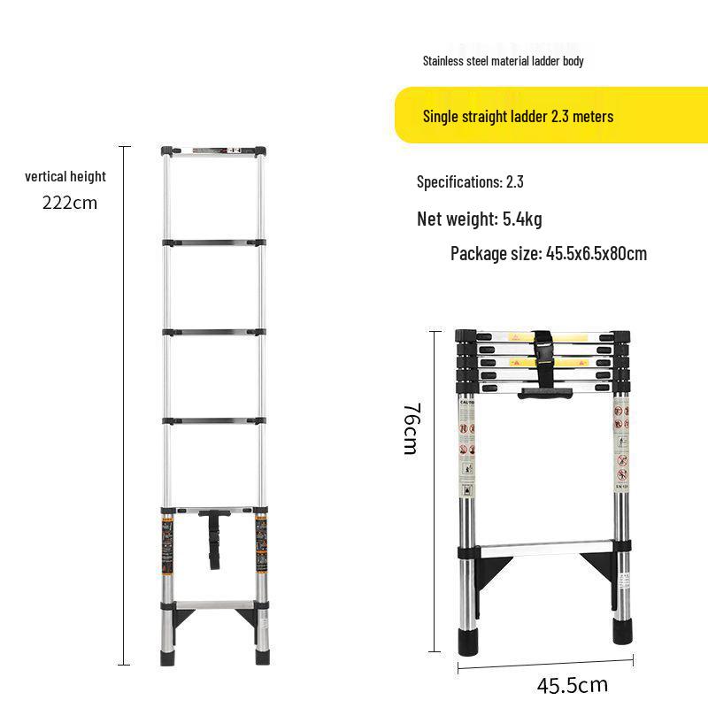Stainless Steel Telescopic Aluminum Alloy Folding Step Ladder