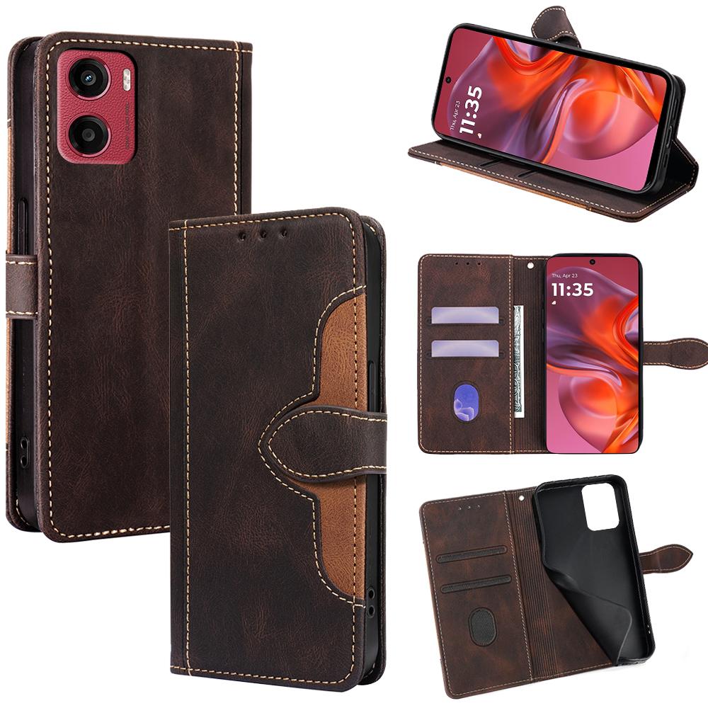 For Motorola Moto G05 4G Case Leather Wallet Phone Cover with Straw Hat Magnetic Clasp
