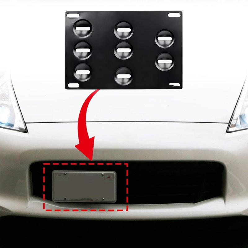 Car Bumper Tow Hook License Plate Mount Bracket No Drill For Infiniti G35 G37 Q60 Q50 2007-2018 For Nissan GT-R 370Z 2013-2018