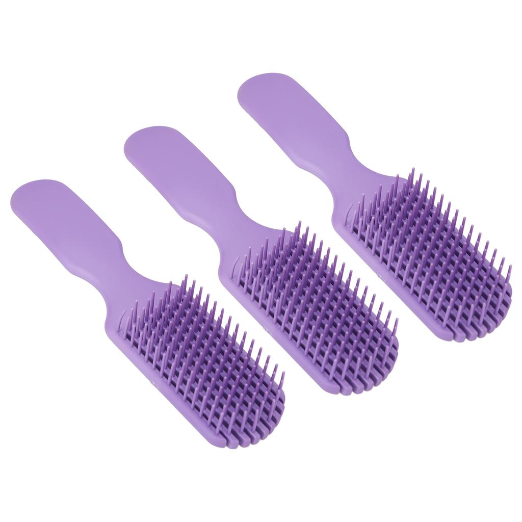 3pcs Hair Brush Purple Hollow Wide Tooth Plastic Anti Static Massage Detangling Hair Comb for All