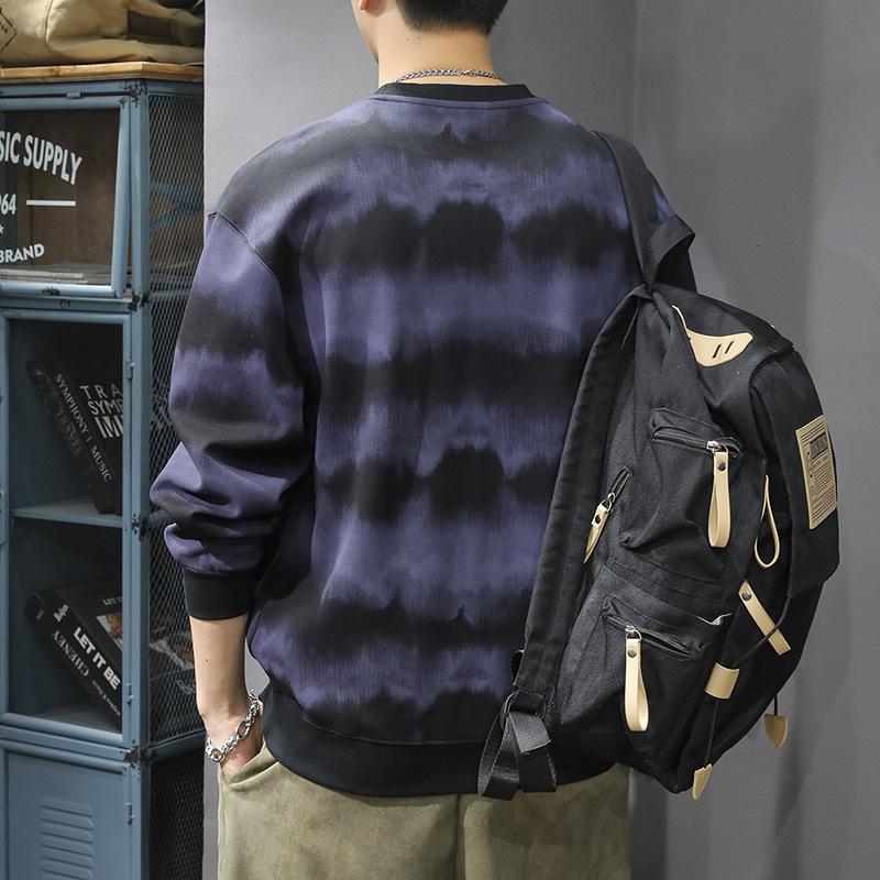 Autumn And Winter Gradual Change Of Color Tie-Dye Washed Tide Brand Crew Neck Sweater Men'S Loose Large Size American Heavy Retro Pullover Jacket