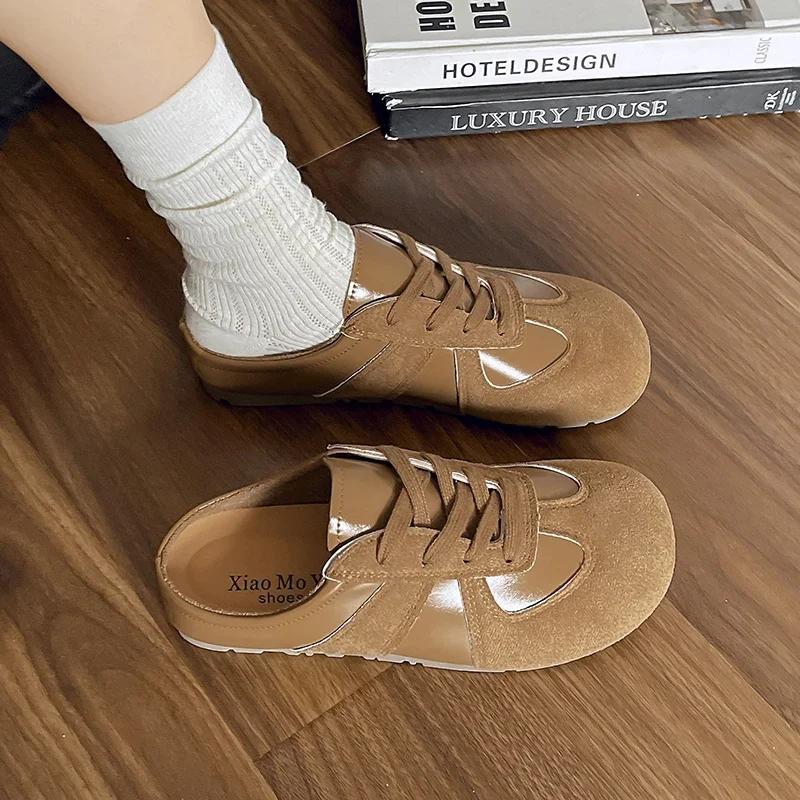 Sommer Neue Damenmode Leichte Slipper Riemen Flache Schuhe Retro Runde Zehe Freizeitschuhe