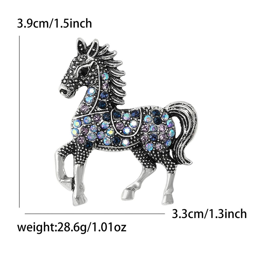 Vintage Rhinestone Horse Brooch for Women Animal Banquets Pins Party Accessories