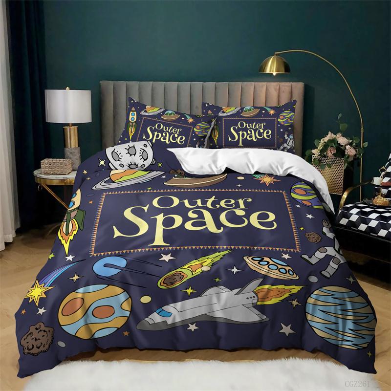Comforter Starry Sky Galaxy Outer Space Bedding Set For Boys Girls Teen Cosmos Solar System Planet Comforter