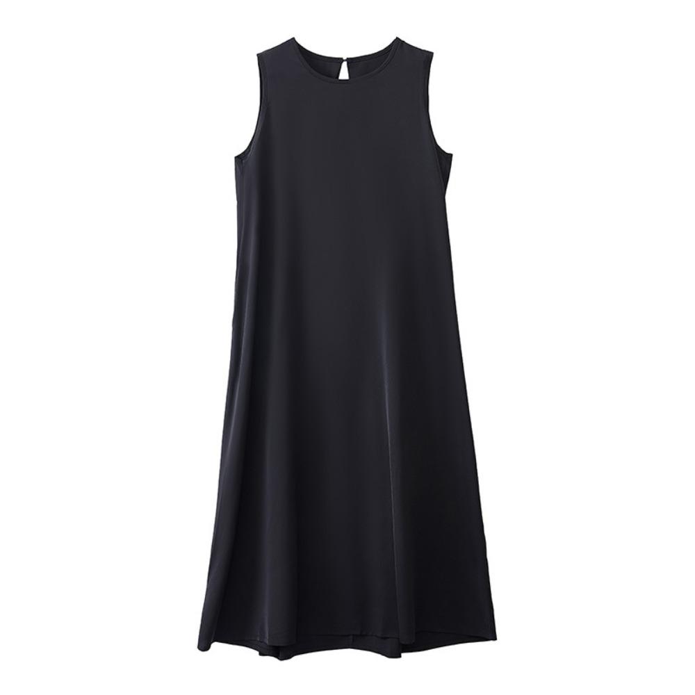Round Neck Vocation Vest Dresses Hollowed Out Open Back Long Dress Summer Sleeveless Dress  Teens