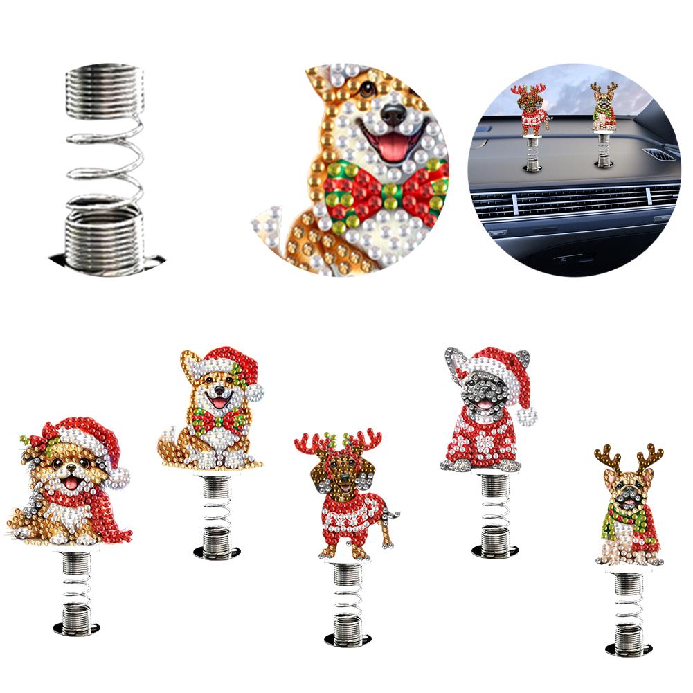 2D/Flat Animal DIY Diamond Painting Shake Car Ornaments Spring Car Dashboard Decor Rearview Mirror Decor for Car Interior Decors
