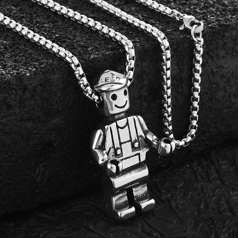 Steel Unique Titanium Robot Pendant Necklace Ideal For Couples And Hip Enthusiasts Hop