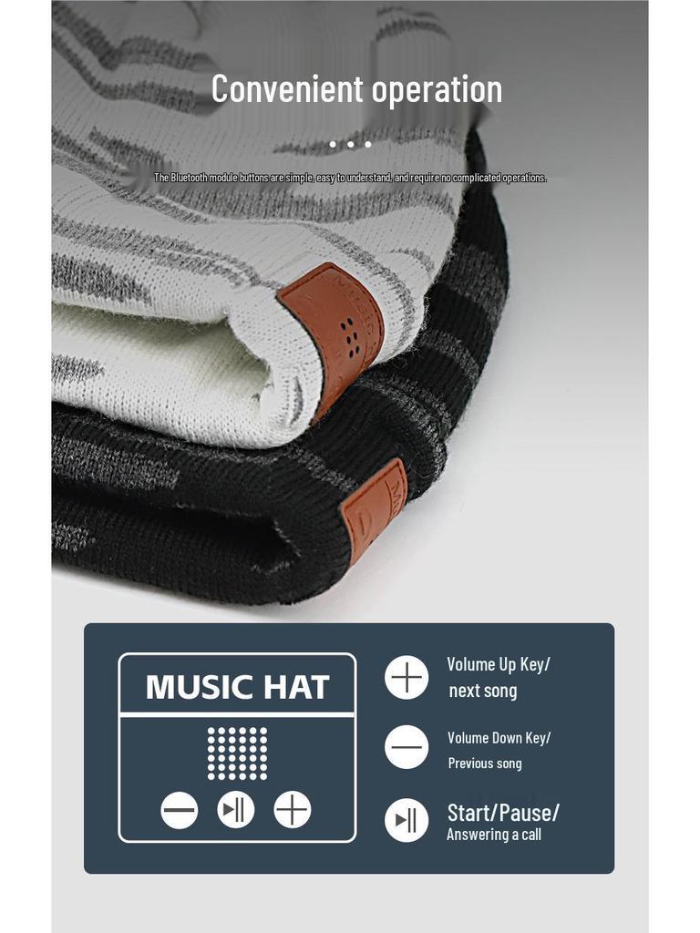 Washable Bluetooth LED Music Earphone Knitted Hat