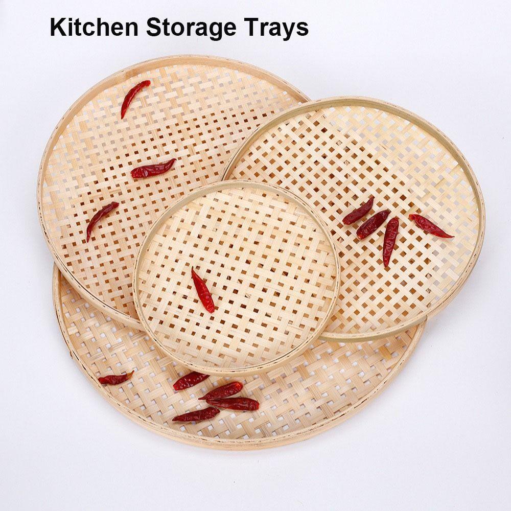 6 Velikostí Pletený Bambusový Cedník Raft Snadno Čistitelný Úložný Koš Nová Kulatá Lopatka Domácí Dekorace