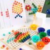 Rainbow Clip Beads Puzzle Game For Kids Educational Family Fun Wooden Toy