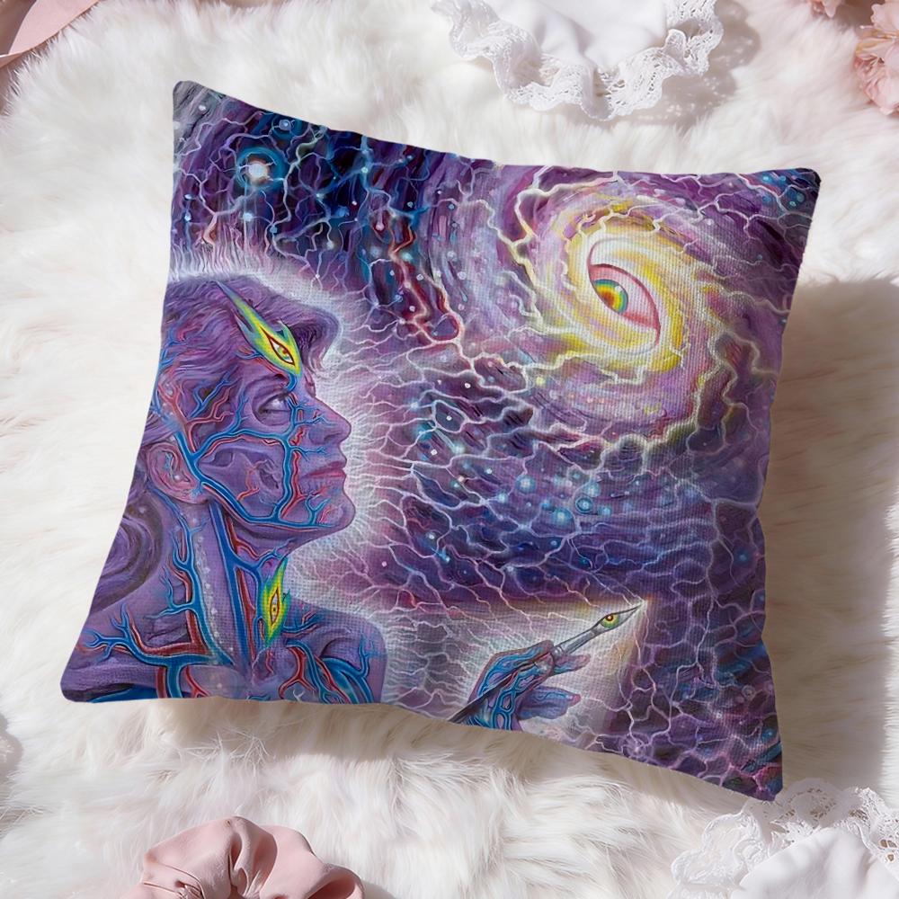 Alex Grey Trippy Psychedelic Cushion Cover Premium Comfort Reversible Pillow Cove -Two In One Design for Any Room & Car Interior
