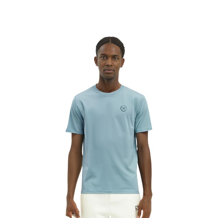 Li Ning T Shirts Men's Teal Blue Water Crew Neck Moderate Straight Fit ATSR209-7