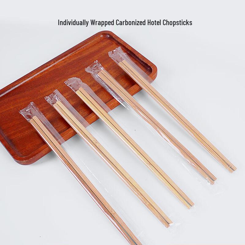 100 Pairs Disposable Individually Wrapped Carbonized Bamboo Chopsticks