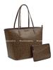 Tory Burch Vintage Floral Print Coated Canvas Tote Bag Women Tote Bags Brown 145634-207