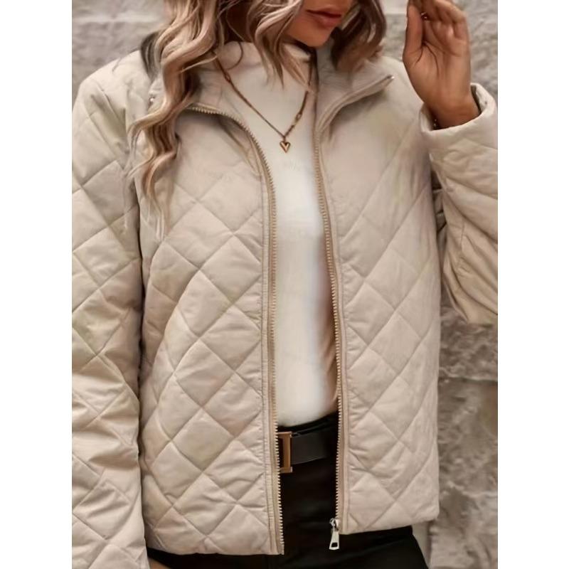 Women S Long Sleeve Lapel Quilted Loose Fit Warm Coat