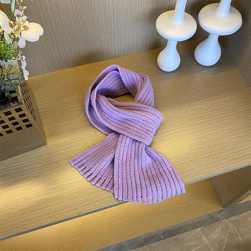 Sciarpa a Coste Invernale per Bambini Colore Unito Scaldacollo Caldo in Maglia Sciarpa Morbida con Frange per Bambini e Bambine