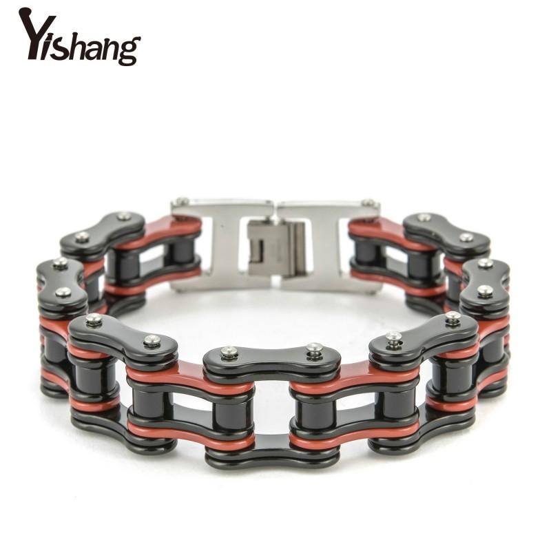 Titanium Steel Cycling Bracelet Men Punk Style Geometric Design Bike Rider Safety Accessory Black Red Or