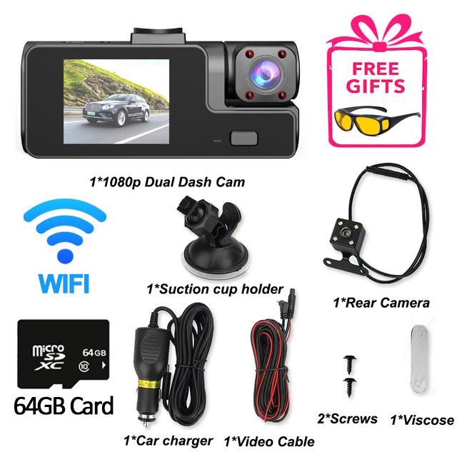Car DVR 3 Channel Dash Cam for Cars WIFI Video Recorder Portable 1080P Rear View Camera for Vehicle G-Sensor Car Assecories