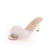 Women's Furry Stiletto High Heel Slippers: Plus Size Open Toe Elegant Sandals