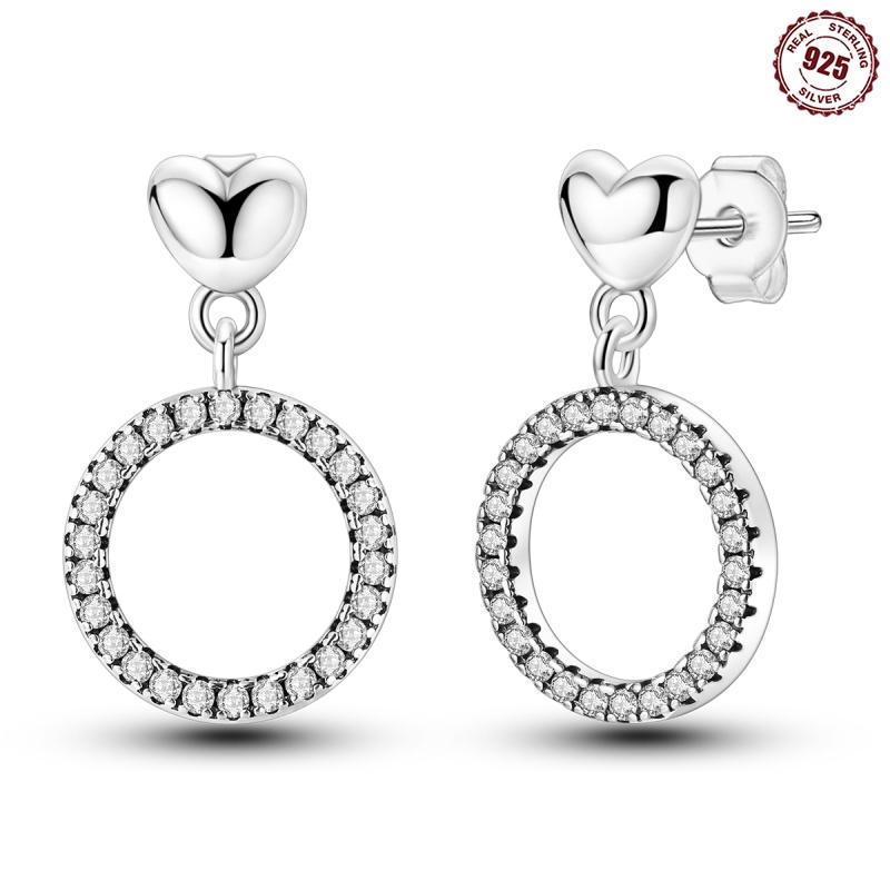 Authentic 925 Silver Infinite love Ear stud For Women Simple Puncture Earrings Fit Girl Birthday Evening Party