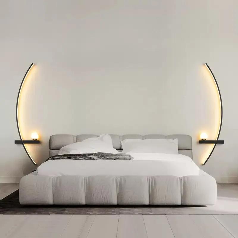 Modern LED Wall Lamp Minimalist Stripe Wall Sconce Black Gold Decorative For Bedroom Bedside Study Home Indoor Lighting Lusters