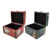 Wooden Trinket Box Vintage PU Leather Christmas Gift Box Jewelry Keepsake Storage Box for Kids Chris