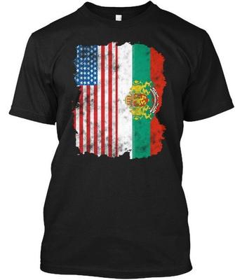 Bulgarian American Flag T-Shirt Made In the USA Size S To 5XL