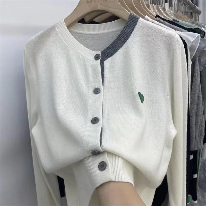 Elegante Patch Langarm Top Herbst Koreanischen Stil Strickjacke Frauen Pullover Weibliche Lose Mantel Süße Strickwaren 29378