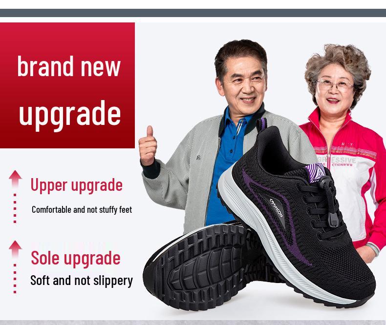 Comfortable Non-Slip Elderly Shoes: Lightweight Mesh Casual Sneakers with Soft Sole, Ideal for Spring and Autumn Walking.